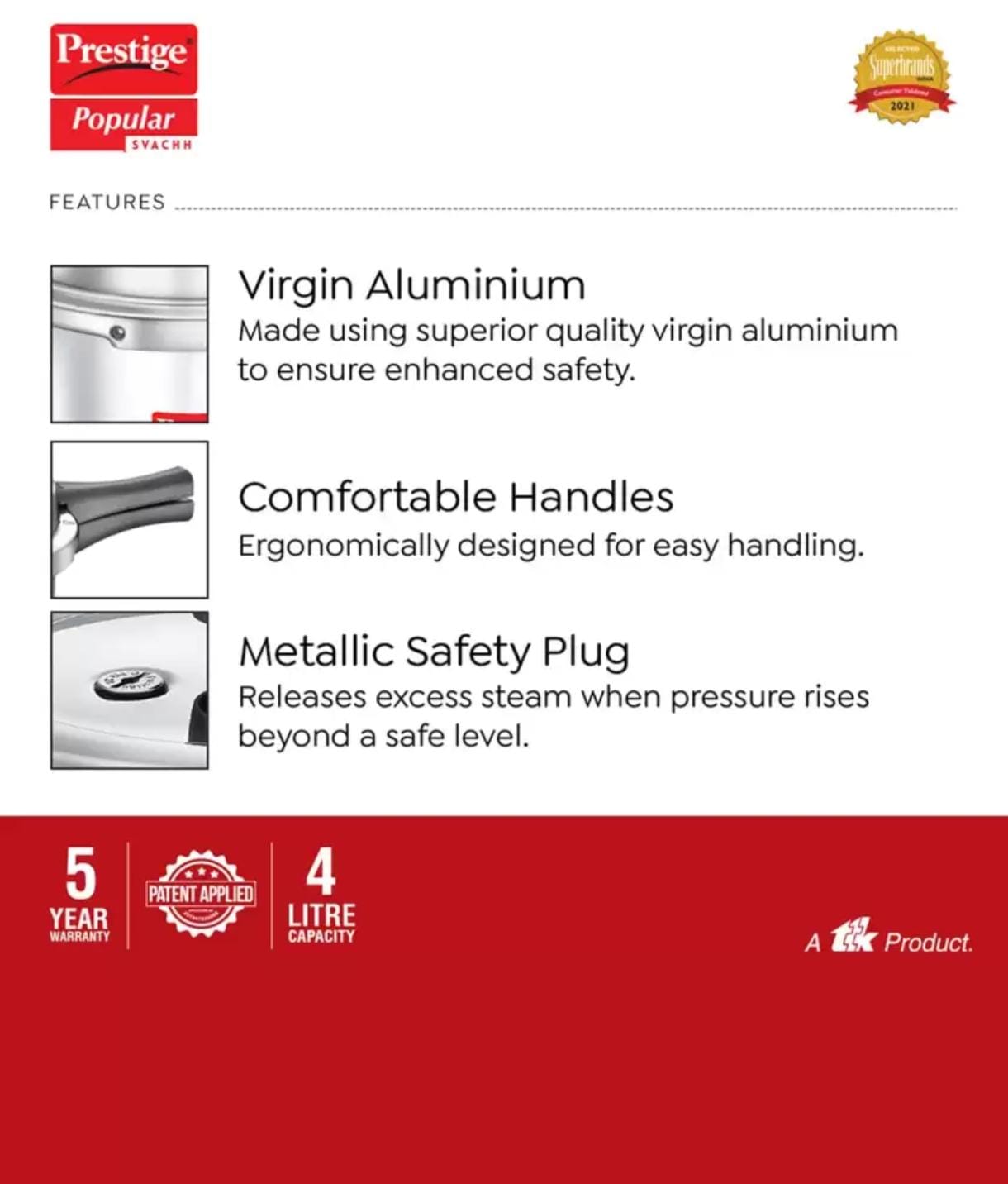 PRESTIGE COOKER ALUMINIUM SVACHH - 4 LTR