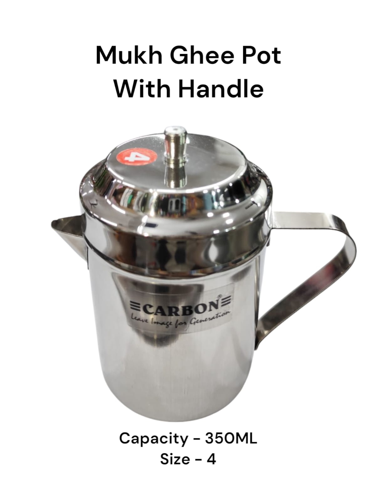 GHEE POT STAINLESS STEEL WITH HANDLE - 350ML