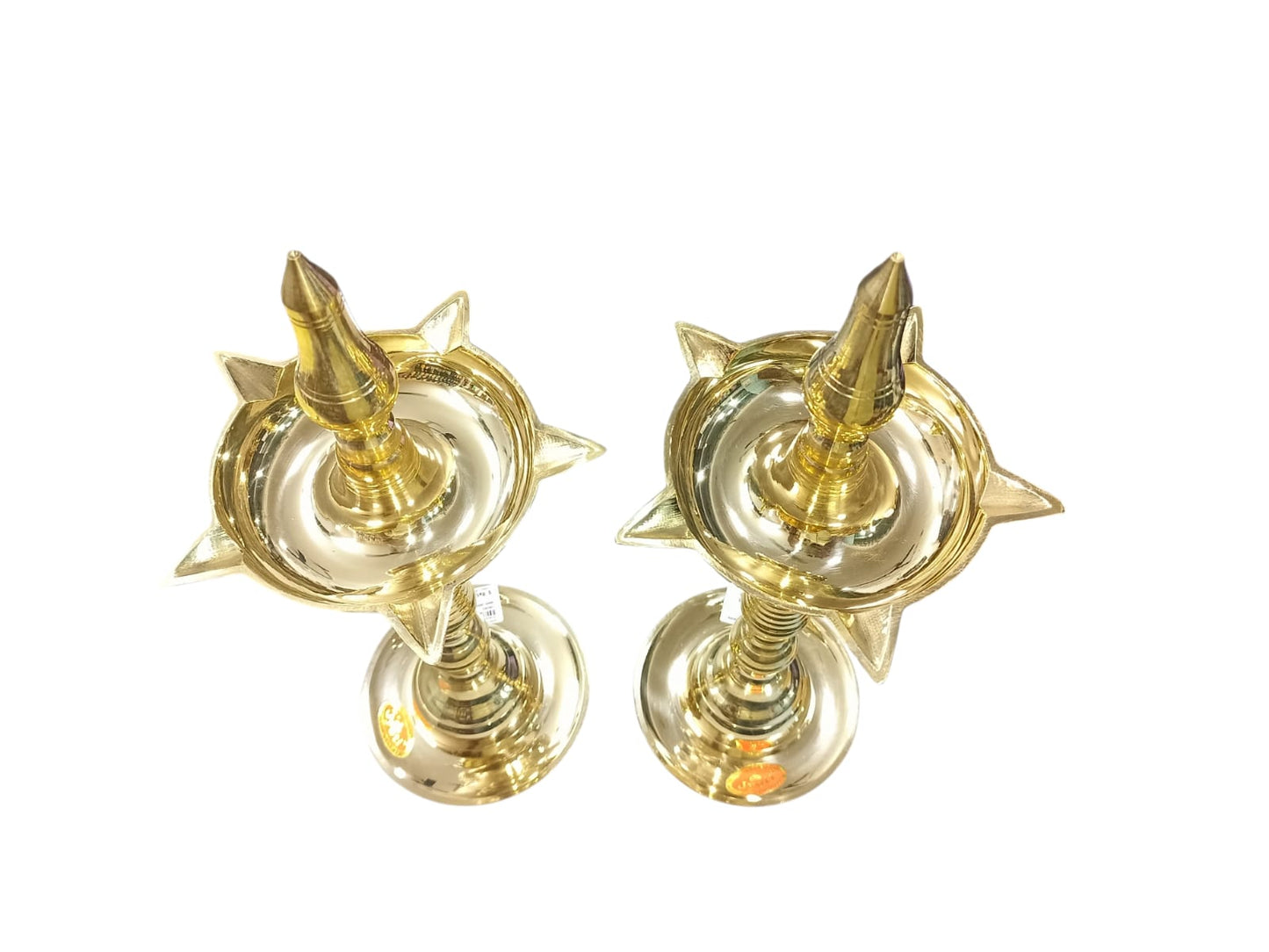 Brass Kerala Fancy Deepa Kamba Lamp – Traditional Brass Oil Lamp for Pooja, Home Decor, and Festivals (Set of 2, 16" Height, 6.5" Width, Size 13)