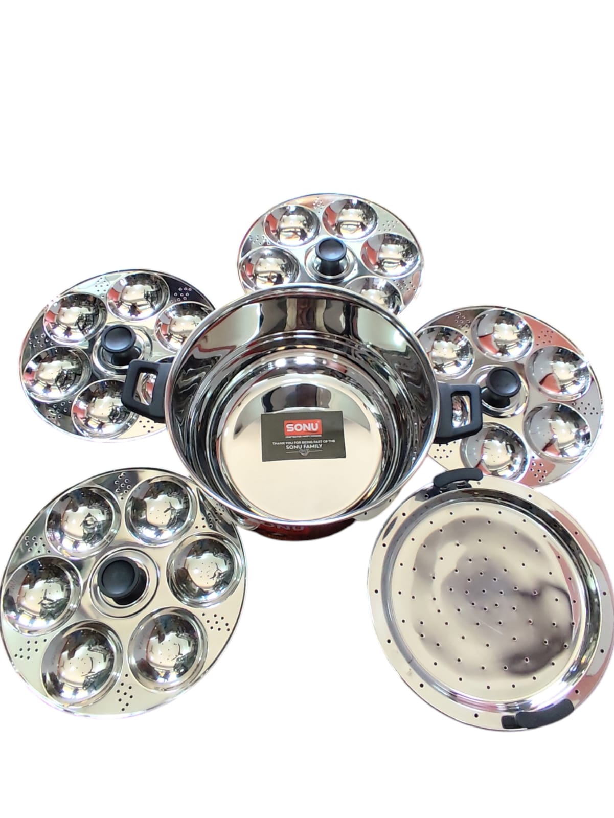 Sonu Steel 24 Idly Pot with Steamer Plate – Stainless Steel Idli Cooker for Fluffy Idlis