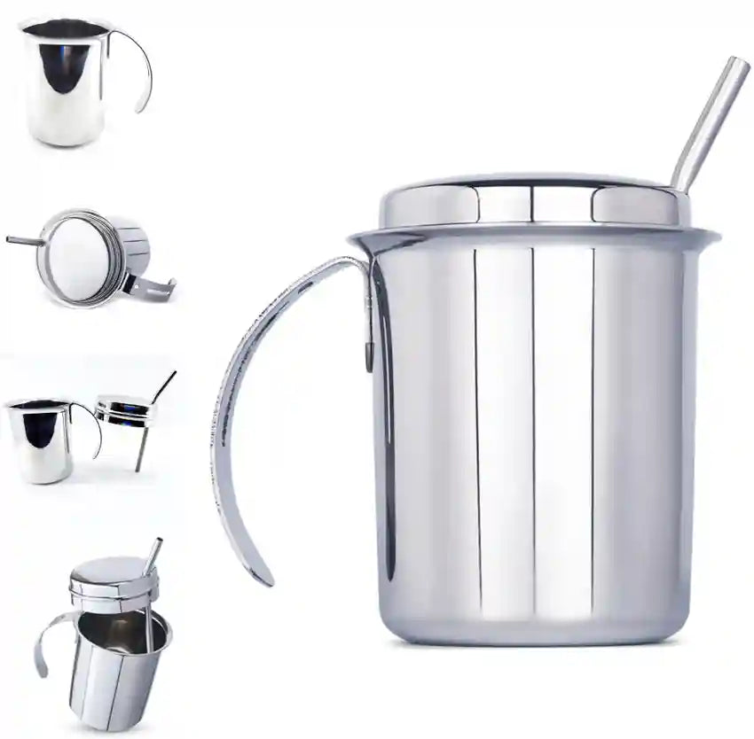 STAINLESS STEEL GLASS WITH STRAW ,HANDLE & LID - KIDS
