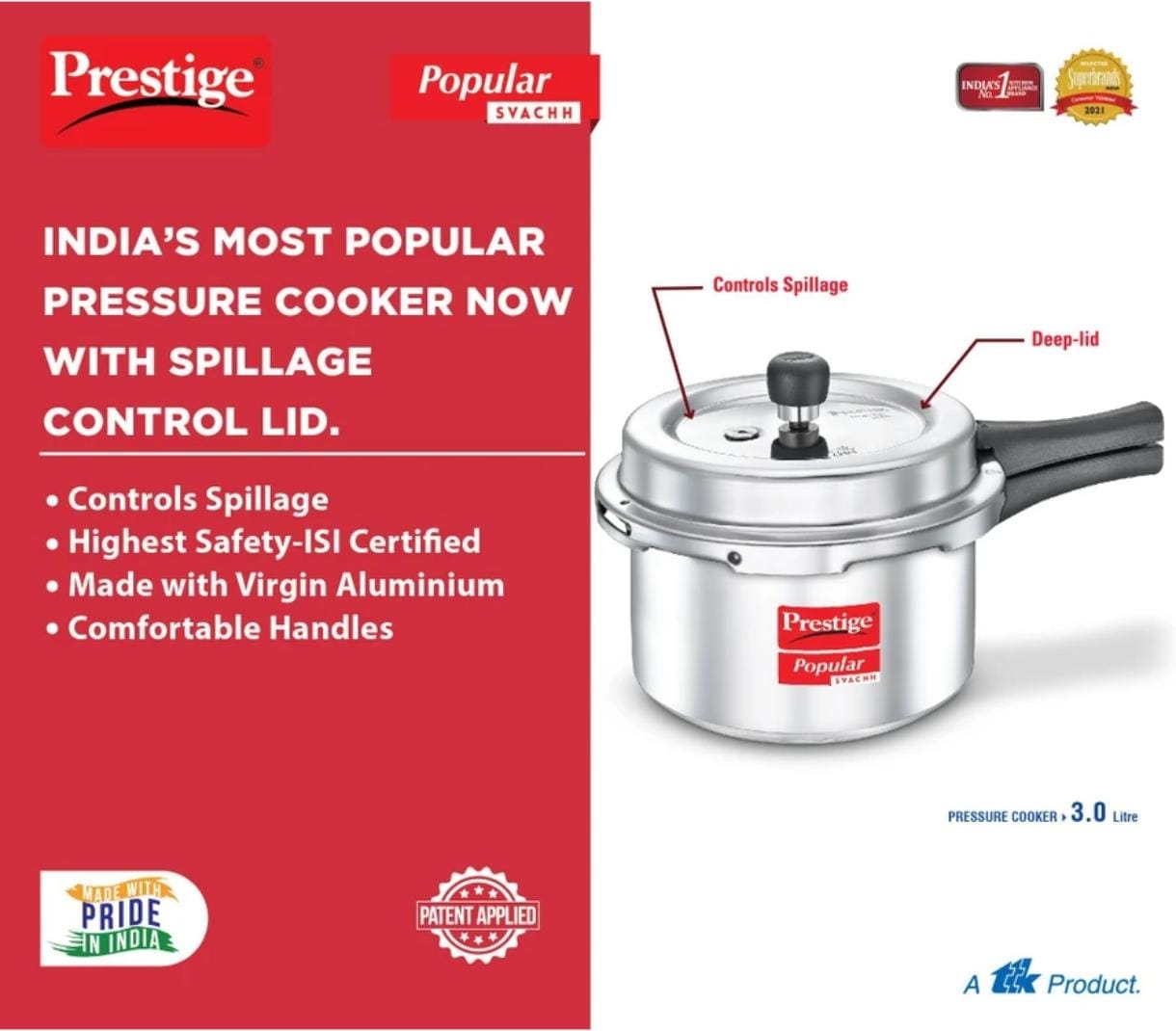 PRESTIGE COOKER ALUMINIUM SVACHH - 3 LTR