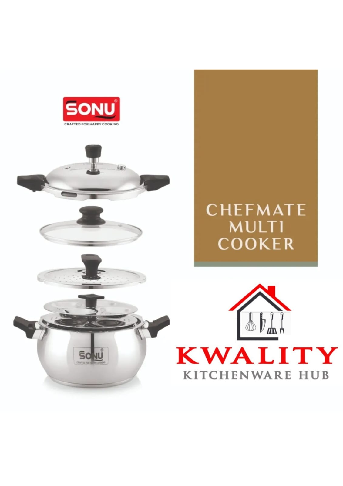 STAINLESS STEEL COOKER - MULTI COOKER - CHEF MATE TRIPLY BASE - 5.4 LTR