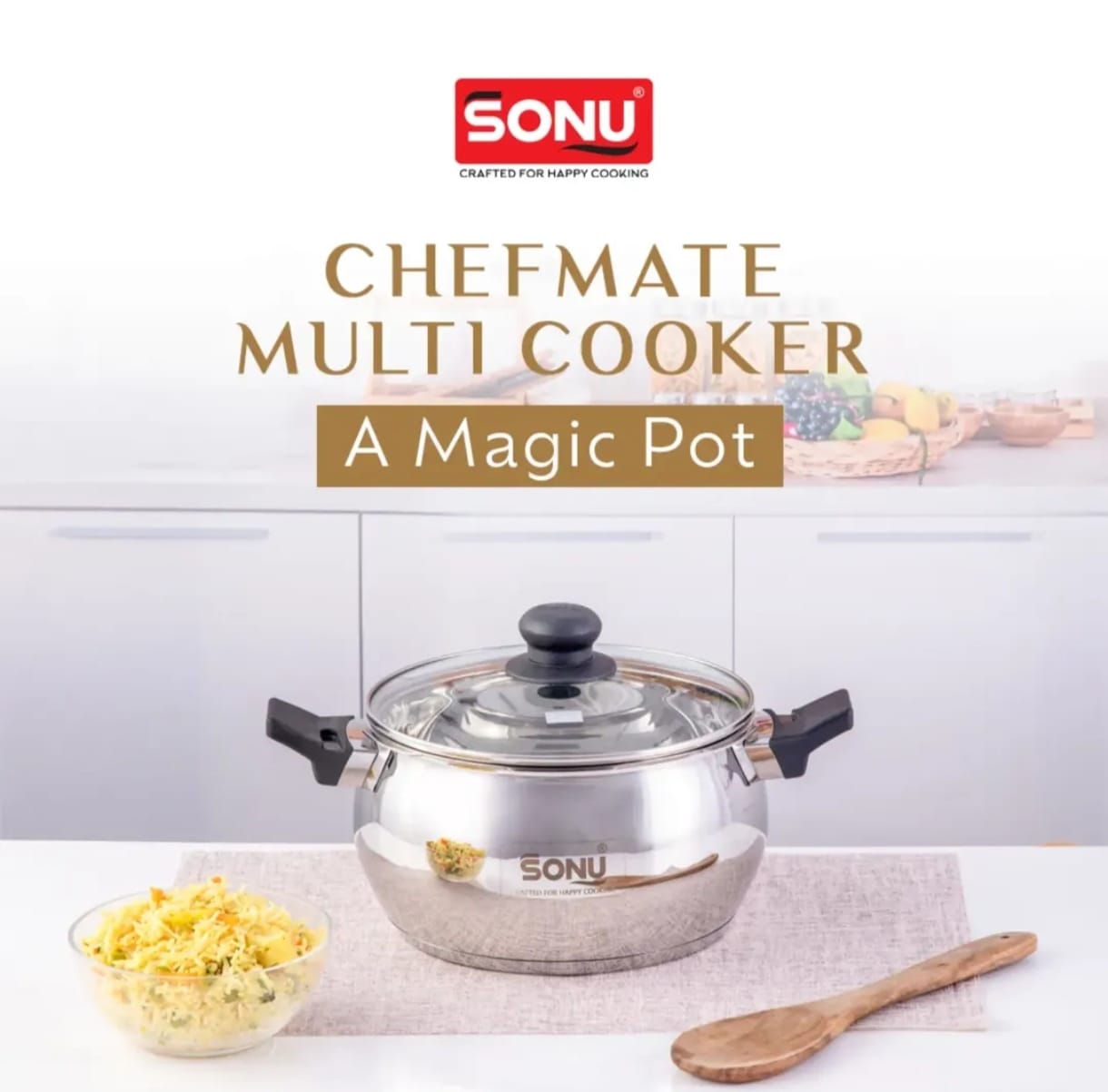 STAINLESS STEEL COOKER - MULTI COOKER - CHEF MATE TRIPLY BASE - 5.4 LTR