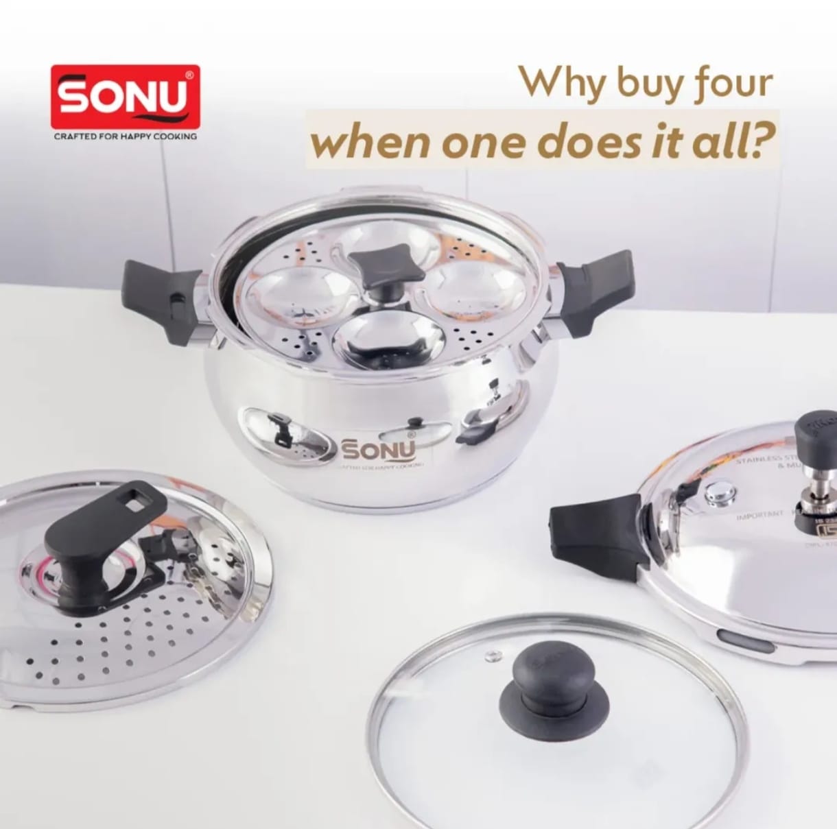 STAINLESS STEEL COOKER - MULTI COOKER - CHEF MATE TRIPLY BASE - 5.4 LTR