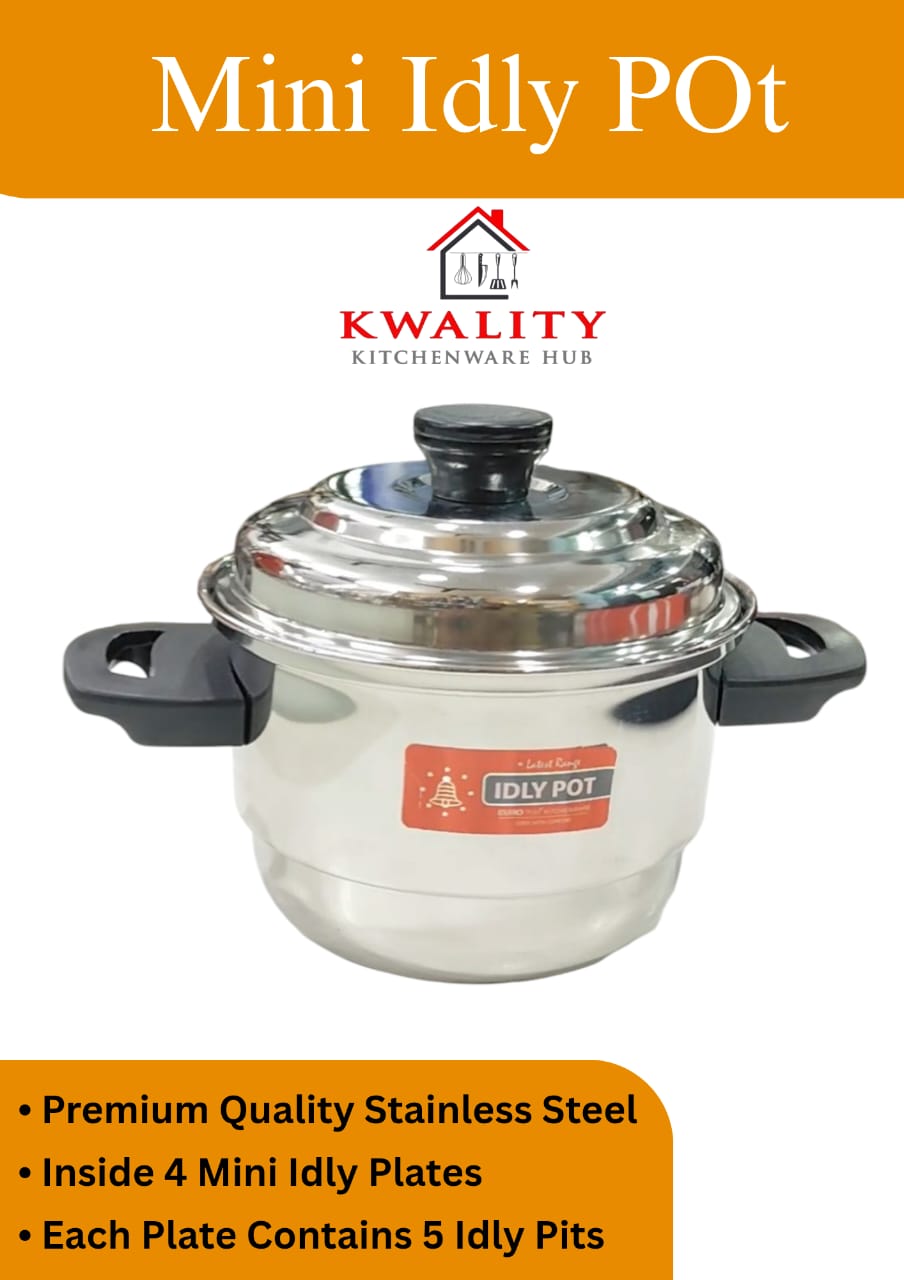 Mini Idly Pot – 20 Mini Idlis Maker | Stainless Steel Mini Idli Cooker with 4 Plates